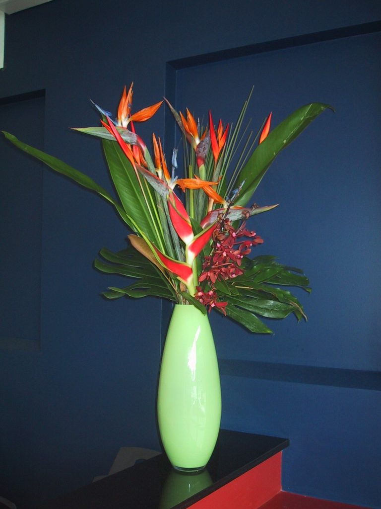 Modern in thin green vase